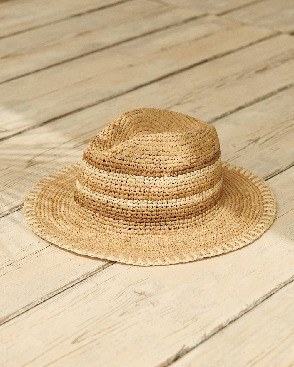 Manebí Raffia Panama Hat - Striped Striped Fino Al -60%