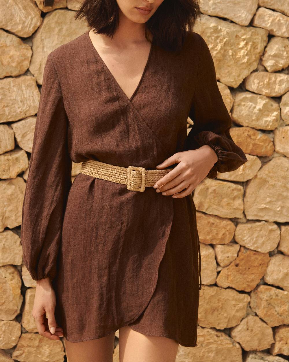 Manebí Natural Raffia Belt - Square Buckle - Tan Shopping Online