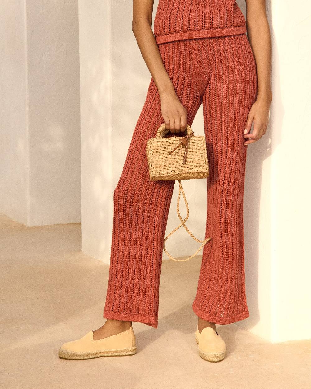 Manebí Natural Raffia Sunset Bag Mini - Palm Leather Tag - Tan Rilascio limitato