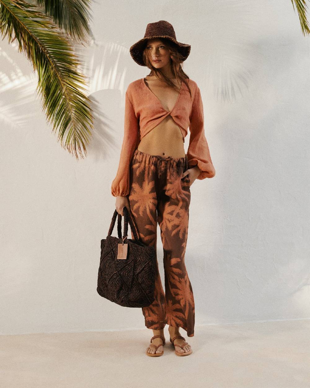 Manebí Raffia Crochet Sunset Bag Large - Chocolate Fino al 50% di sconto