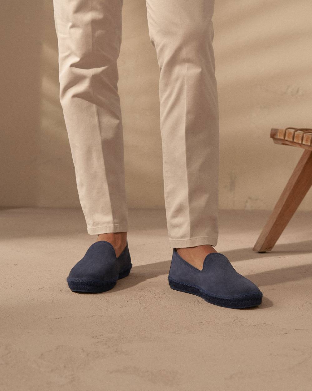 Manebí Espadrillas flat in pelle scamosciata - Hamptons -Patriot Blu ton sur ton Nuova