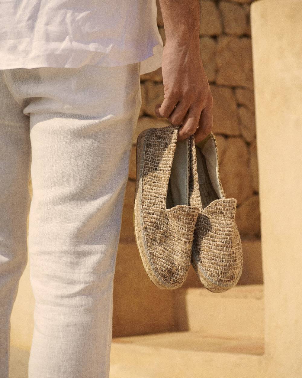 Manebí Raw Woven Silk \u0026 Cotton Espadrilles - Yucatán Natural Nuovo