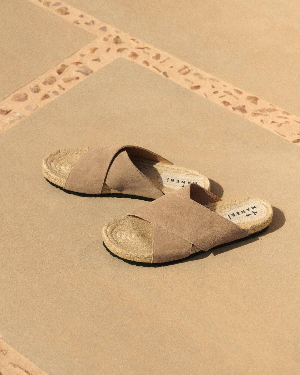 Manebí Suede Crossed Bands Sandals - Vintage Taupe Promozione
