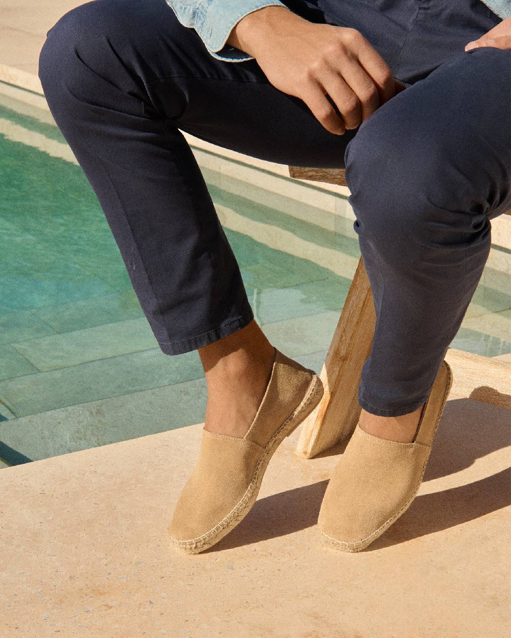 Manebí Suede Square Toe Espadrilles - Hamptons Washed Beige Fino Al -60%