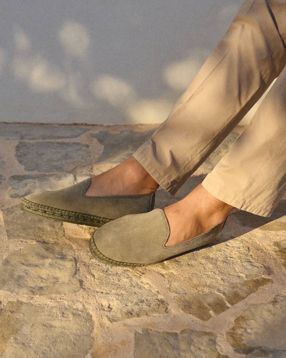 Manebí Espadrillas flat in pelle scamosciata - Hamptons - Forest On Tone Offerta