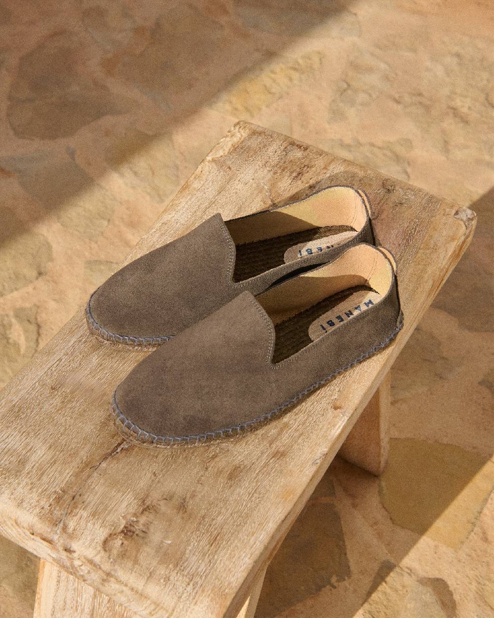 Manebí Espadrillas flat in pelle scamosciata - Hamptons - Carbon Grey ton sur ton In Vendita