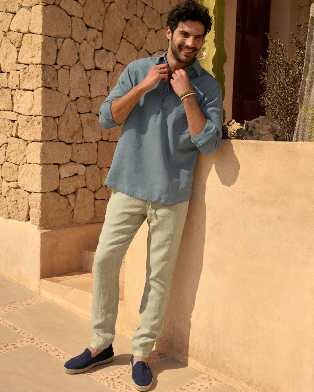 Manebí Lenim: Linen Denim|Nassau Polo Shirt Vendite Flash