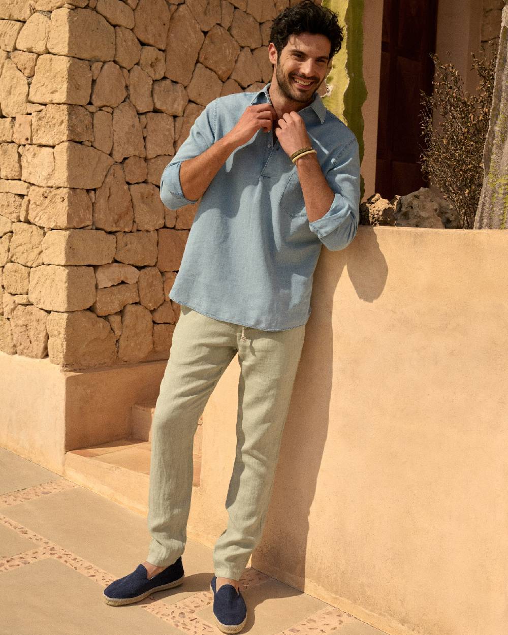Manebí Washed Linen Venice Trousers - Light Green Negozio