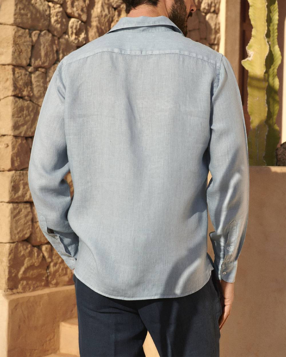 Manebí Washed Linen Panama Shirt - Grey Blue Prezzo basso