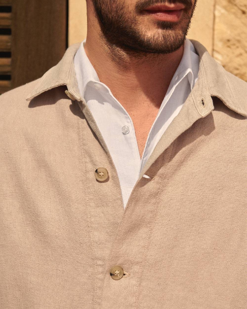 Manebí Linen Sahara Over Jacket - Kaki Beige Italy