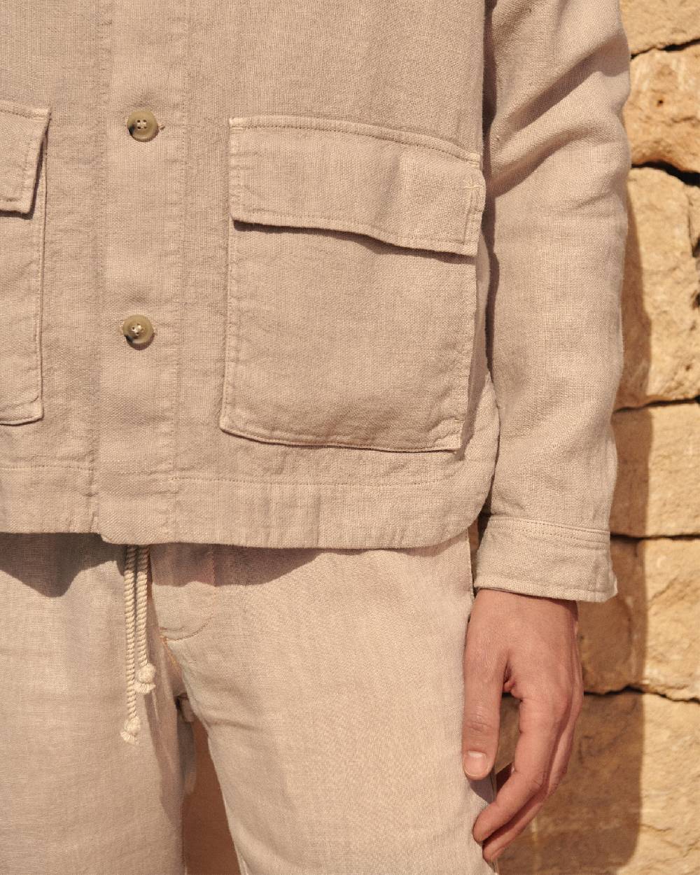 Manebí Linen Sahara Over Jacket - Kaki Beige Italy