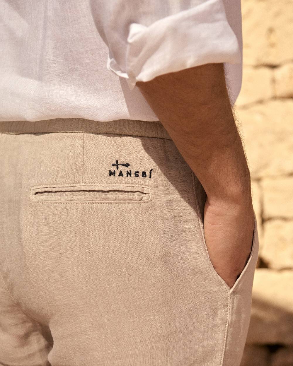 Manebí Washed Linen Venice Trousers - Kaki Beige 2025