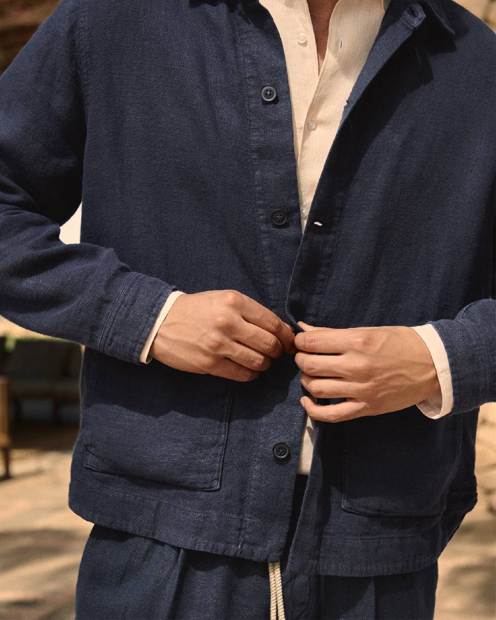 Manebí Linen Sahara Over Jacket - Night Blue In Linea