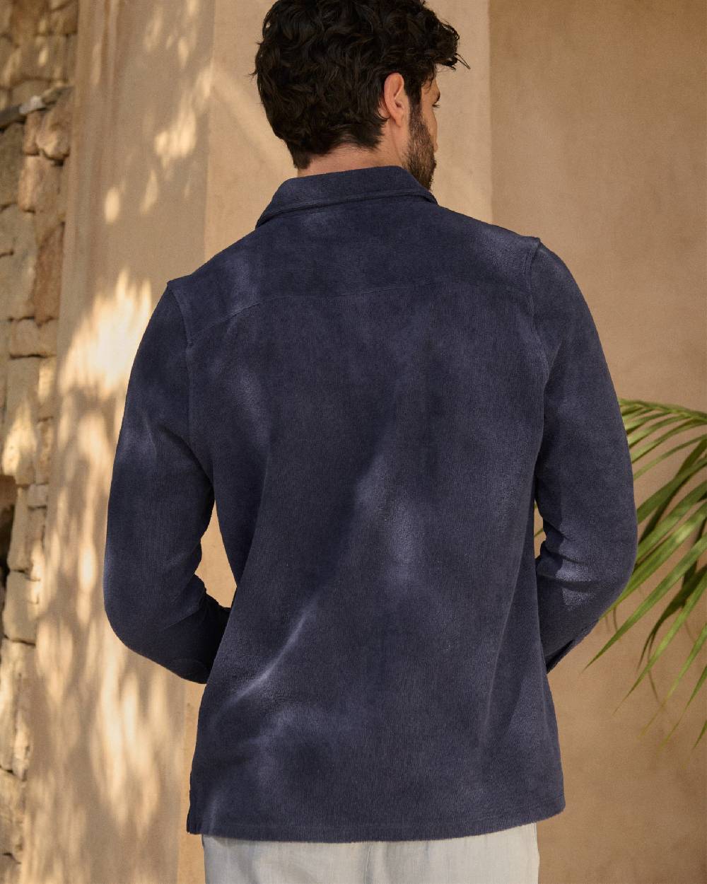 Manebí Organic Terry Cotton|Antonello Polo Shirt - Long Sleeves Navy Qualità
