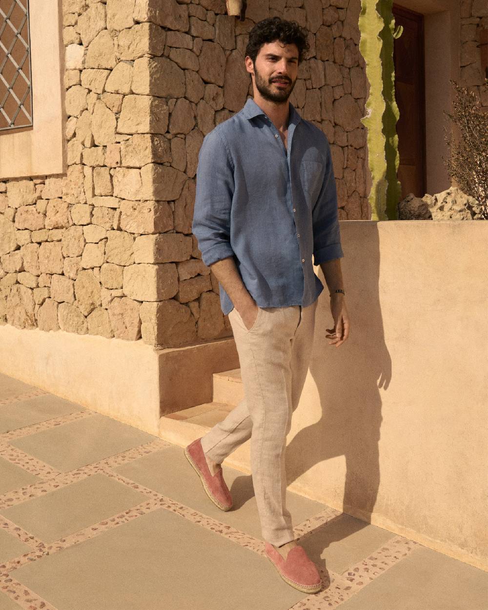 Manebí Woven Linen Milano Trousers - Kaki Beige Soddisfazione Garantita