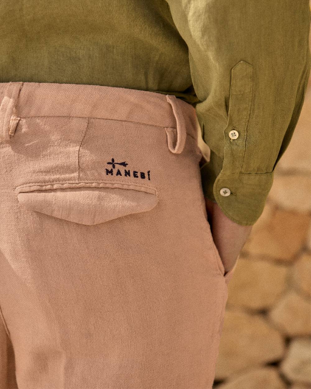 Manebí Woven Linen Milano Trousers - Spanish Villa Consegna Veloce