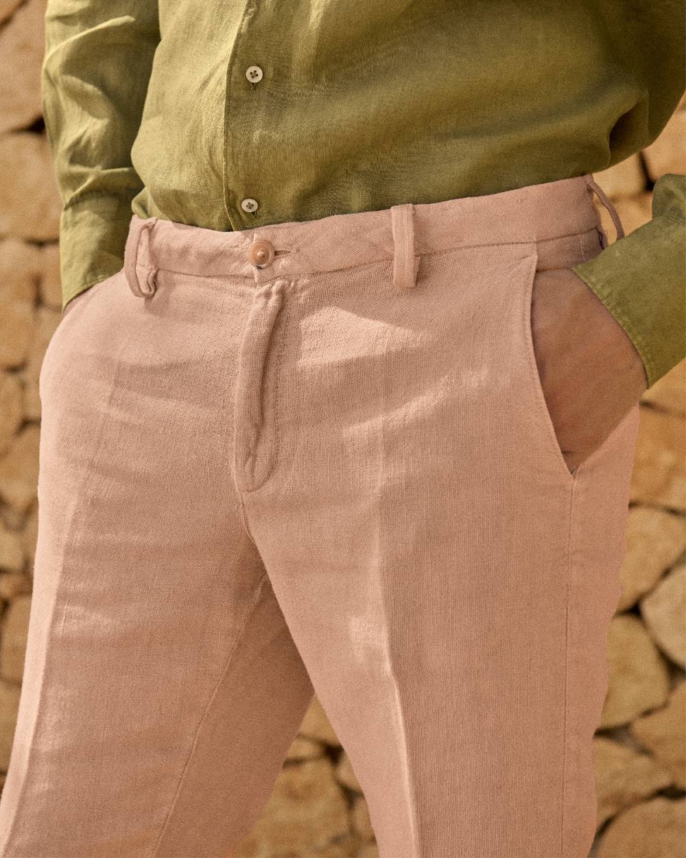 Manebí Woven Linen Milano Trousers - Spanish Villa Consegna Veloce
