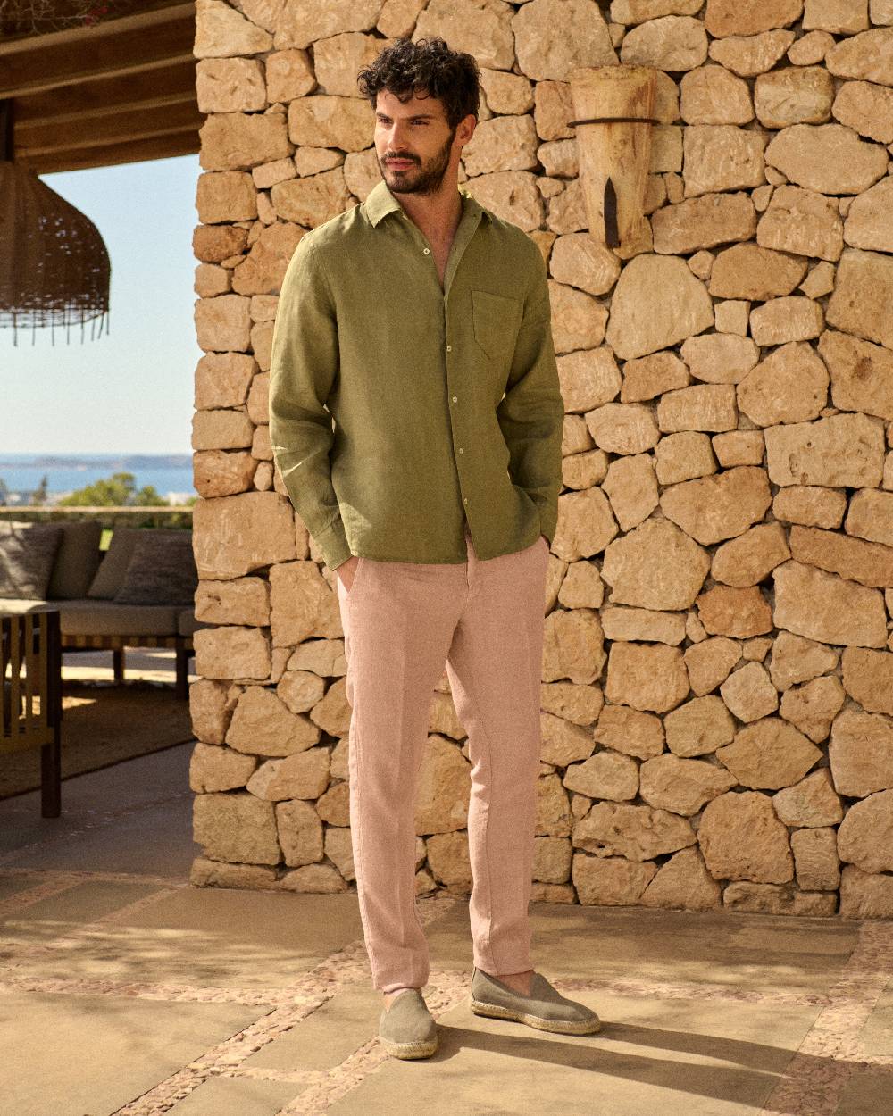Manebí Woven Linen Milano Trousers - Spanish Villa Consegna Veloce
