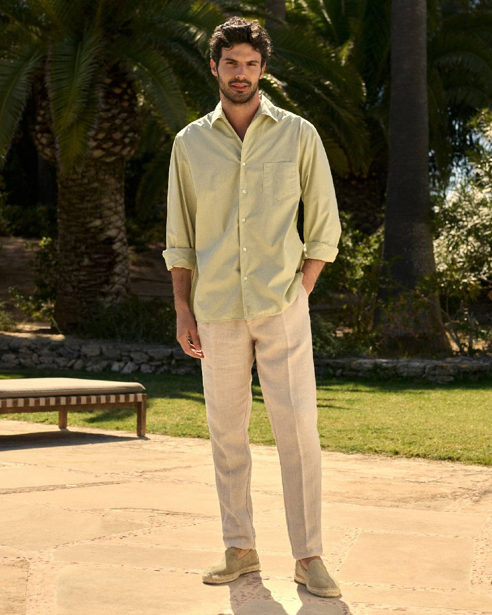Manebí Poplin Panama Shirt - Light Green Fino Al -60%