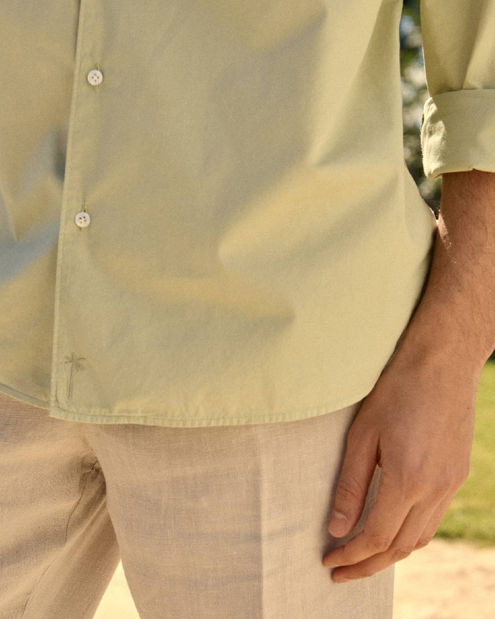Manebí Poplin Panama Shirt - Light Green Fino Al -60%