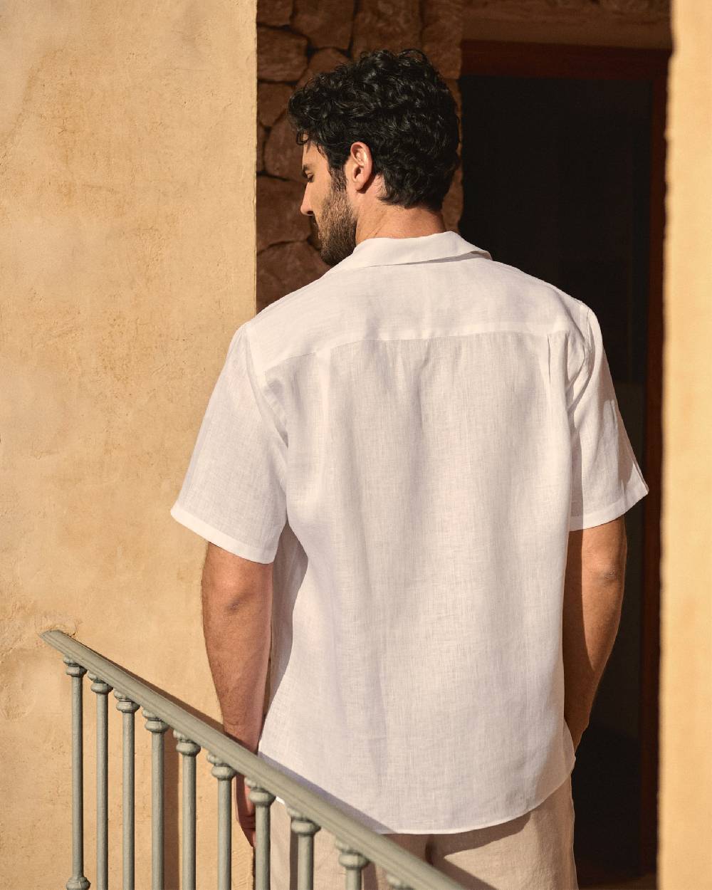 Manebí Havana Bowling Linen Shirt - White Prezzo Ridotto