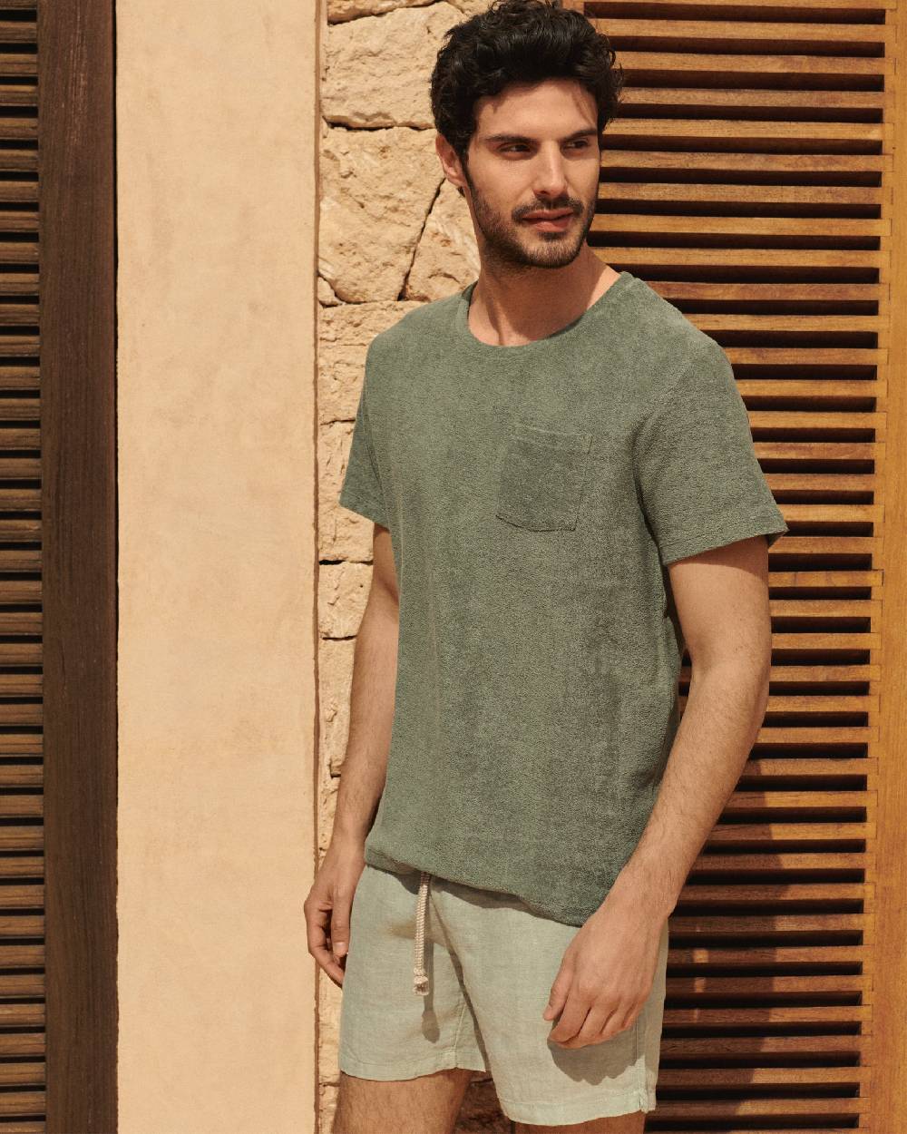 Manebí Terry Cotton Emilio T-Shirt - Made in Portugal Kaki Terry Cotton Sconto