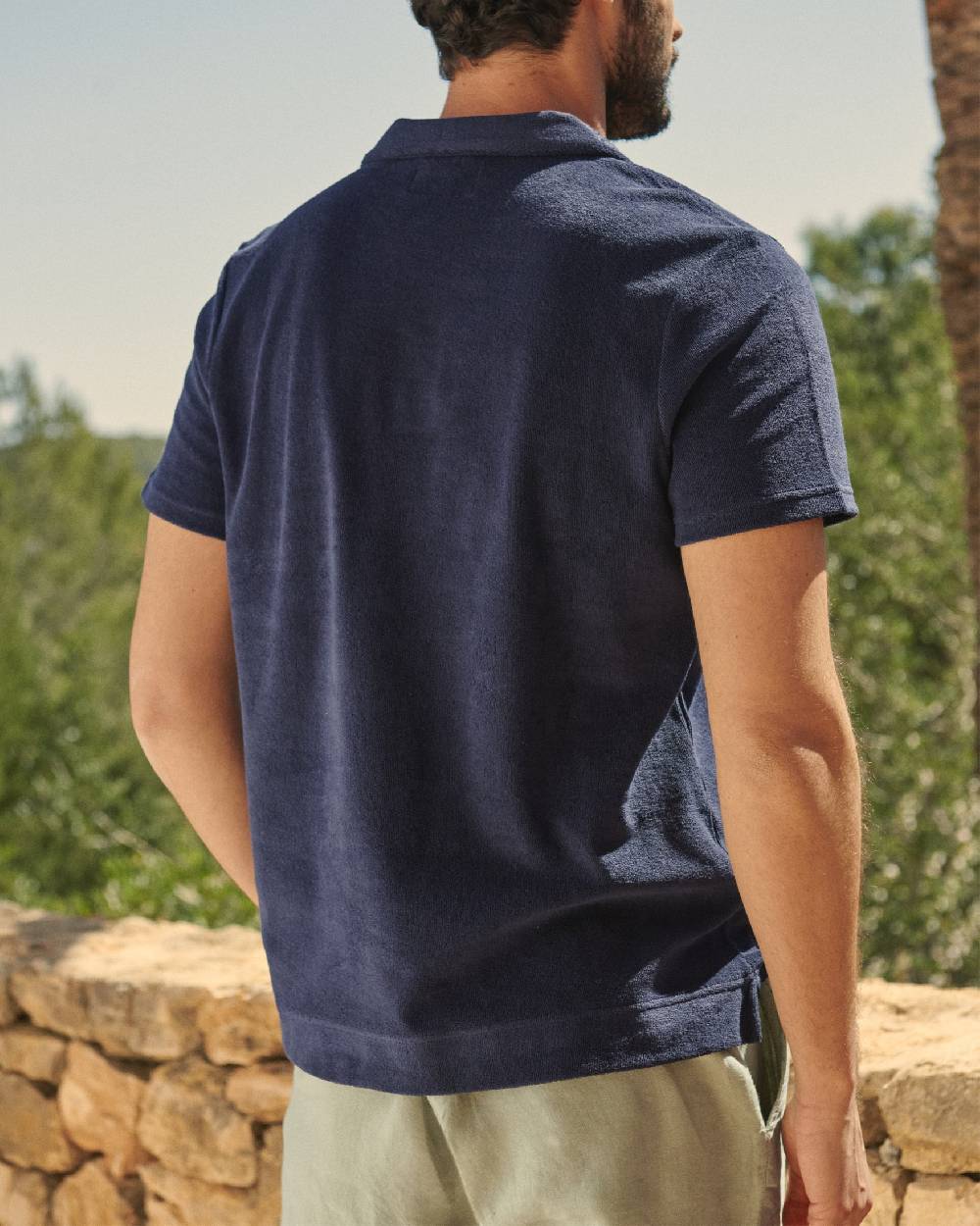 Manebí Organic Terry Cotton Olive Polo Shirt - Navy Economico