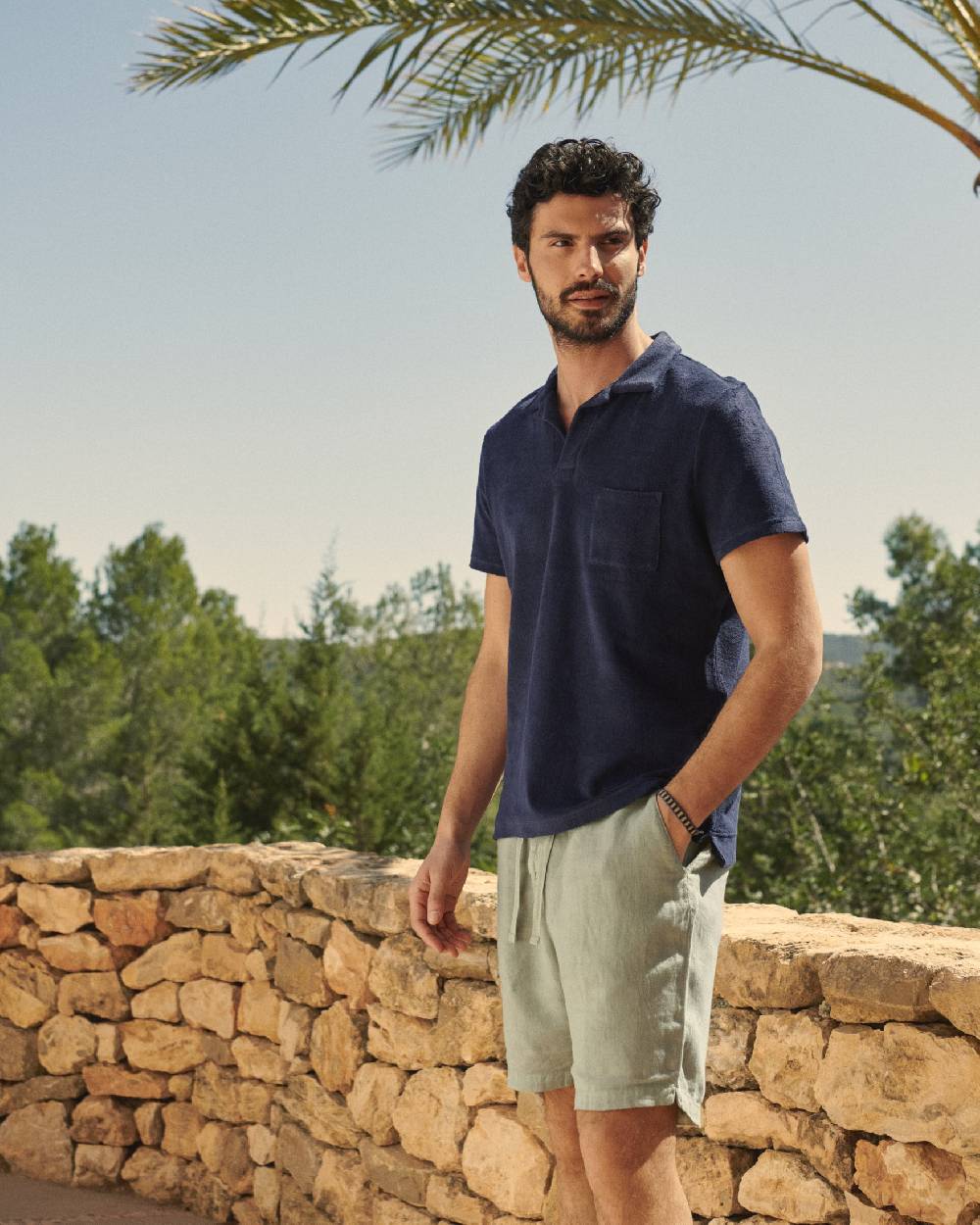 Manebí Organic Terry Cotton Olive Polo Shirt - Navy Economico