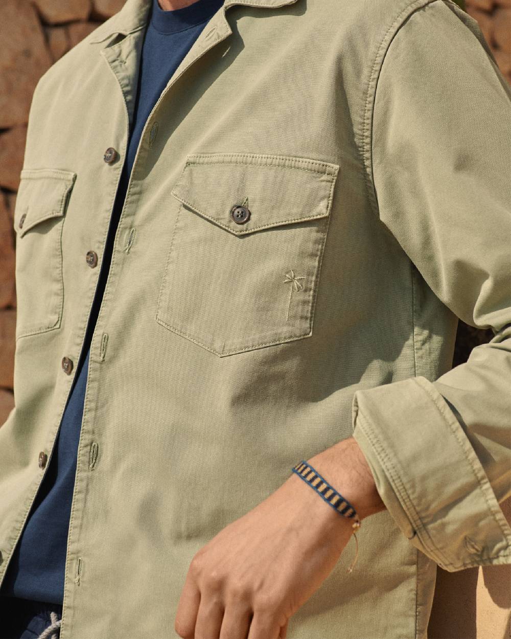 Manebí Stonewashed Cotton|Santa Fe Field Jacket - Embroidered Logo Military Green Online