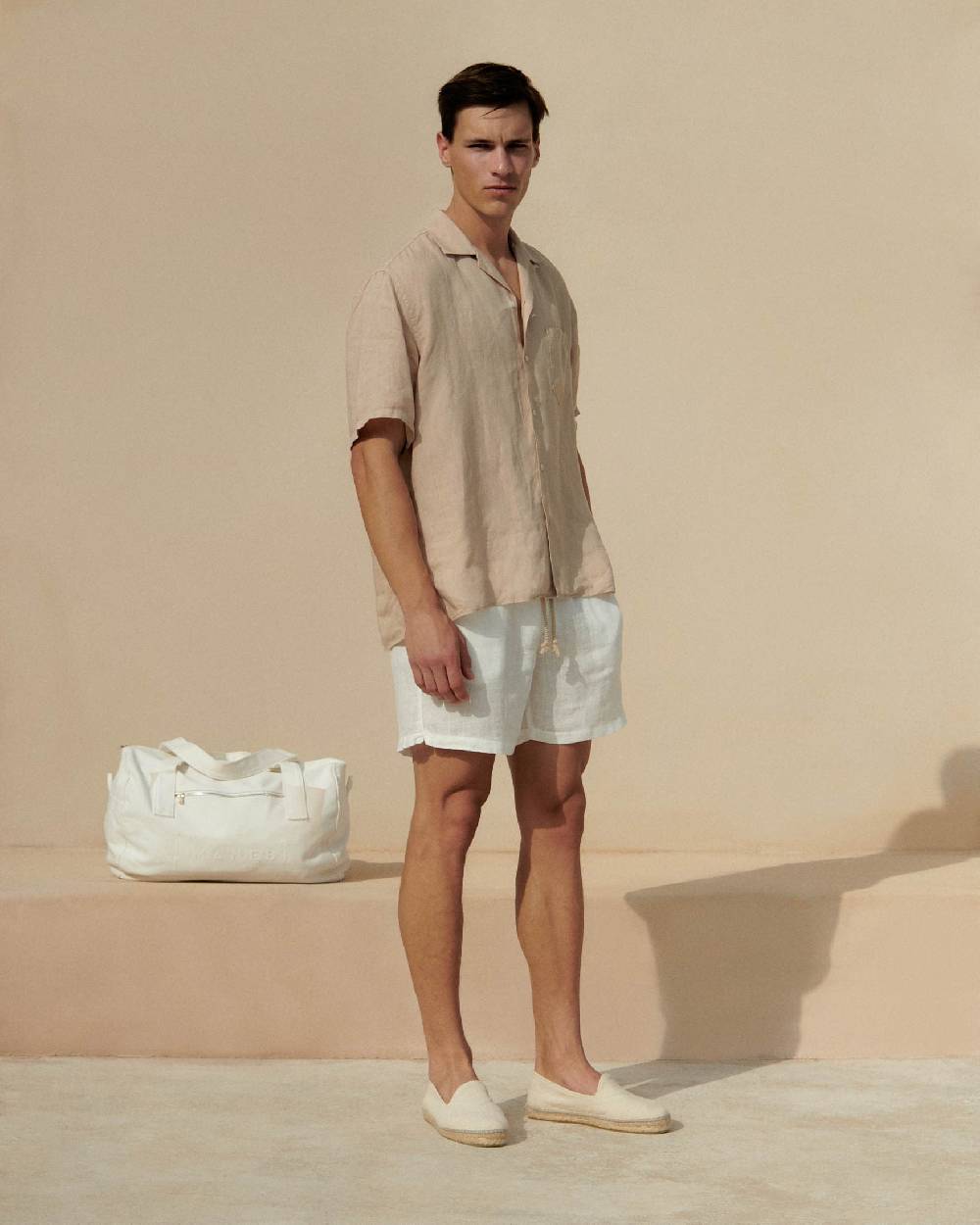 Manebí Washed Linen Havana|Camp-Collar Shirt - Sand Saldi