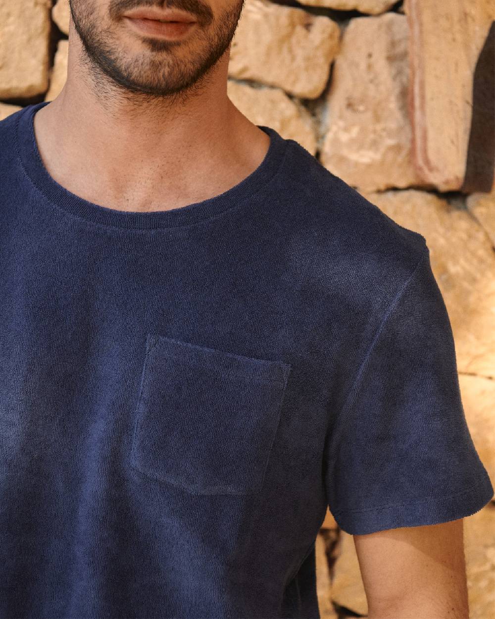 Manebí Organic Terry Cotton Emilio T-Shirt - Navy Hotsell