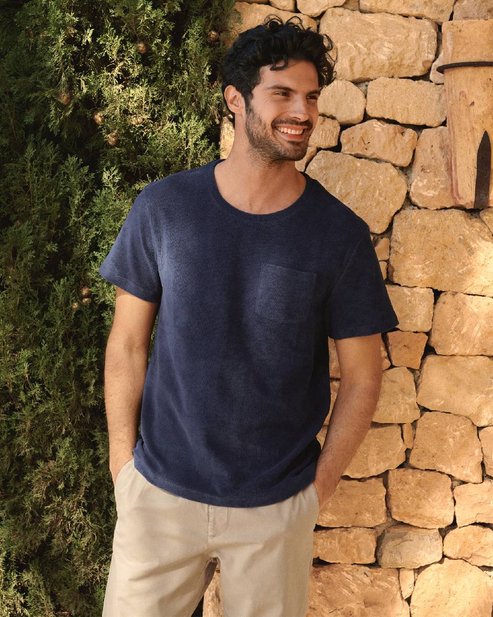 Manebí Organic Terry Cotton Emilio T-Shirt - Navy Hotsell