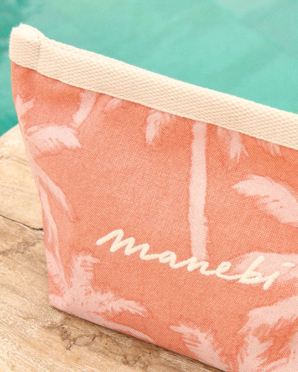 Manebí Canvas Tender2Tote - Sunbaked \u0026 Cream Pink Maxi Palm Nuovo