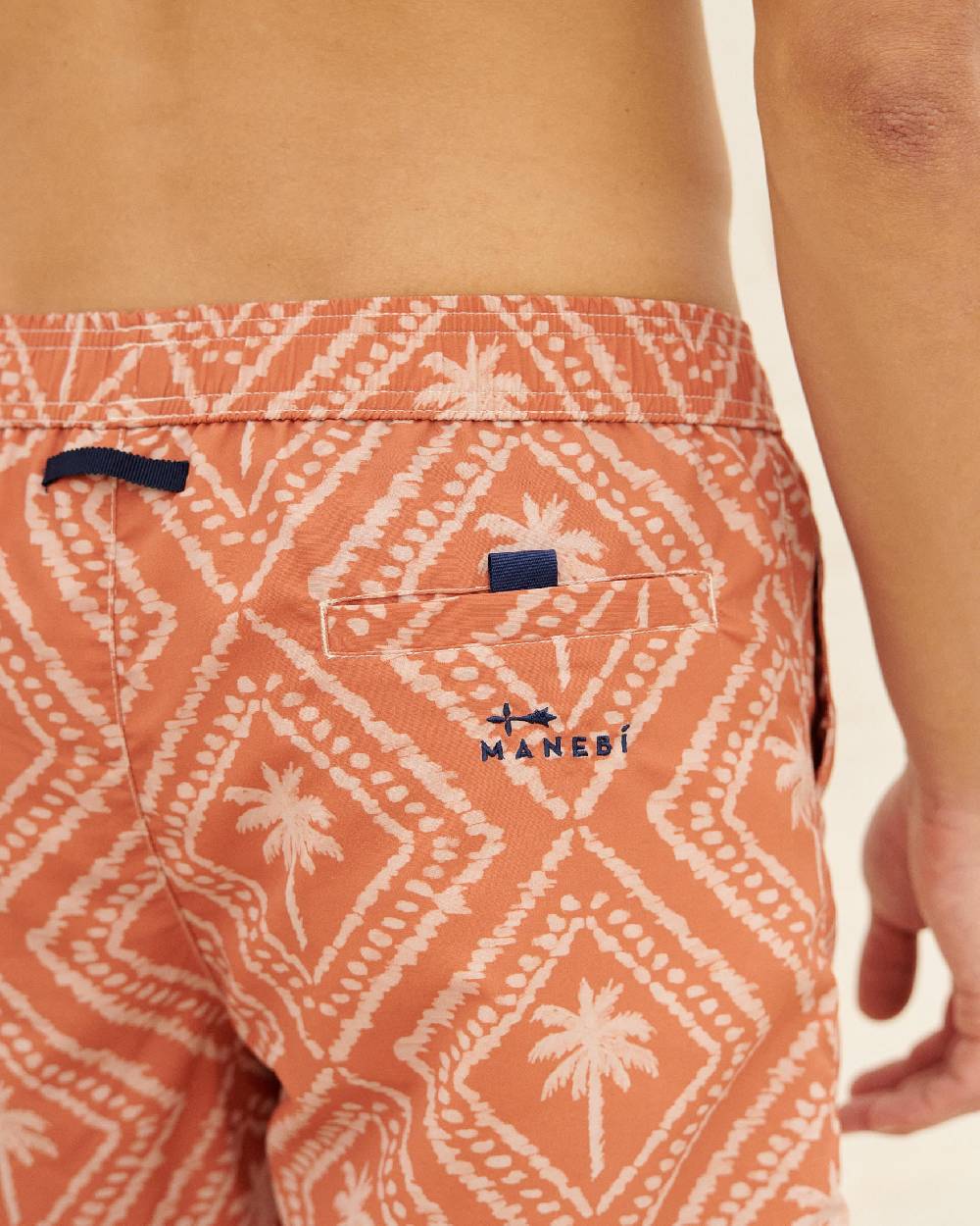 Manebí Printed Swim Shorts - Beige \u0026 Maxi Palm Dusted Rust Consegna Veloce