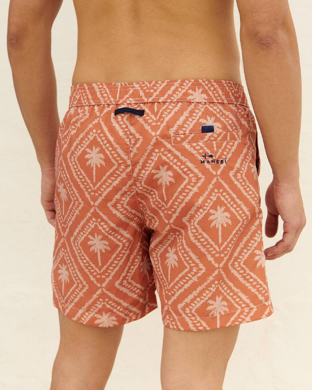 Manebí Printed Swim Shorts - Beige \u0026 Maxi Palm Dusted Rust Consegna Veloce