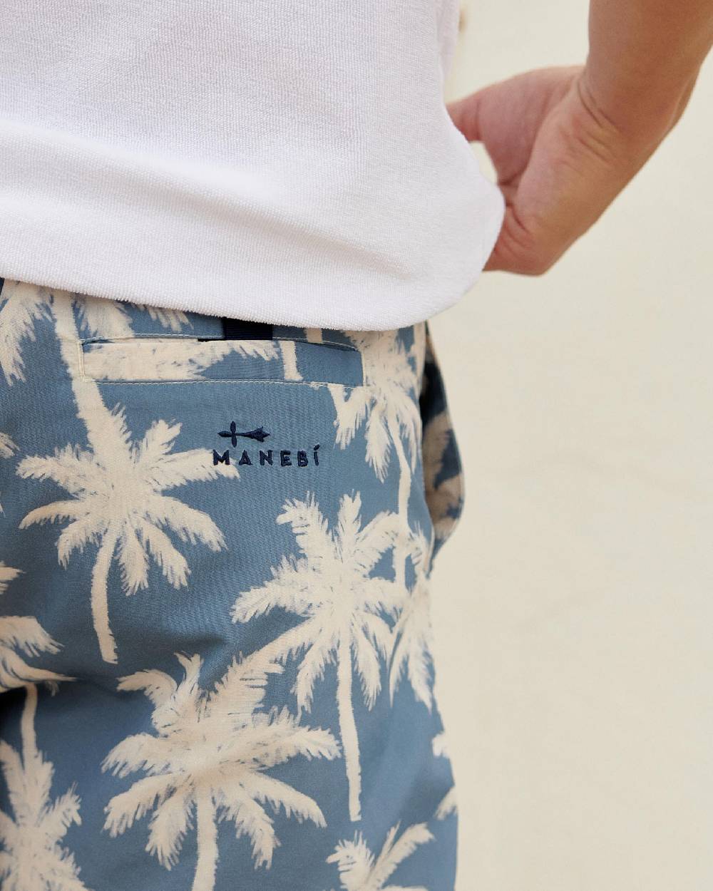 Manebí Printed Swim Shorts Hand Drawn - Gabardine Cotton Indigo Sottocosto