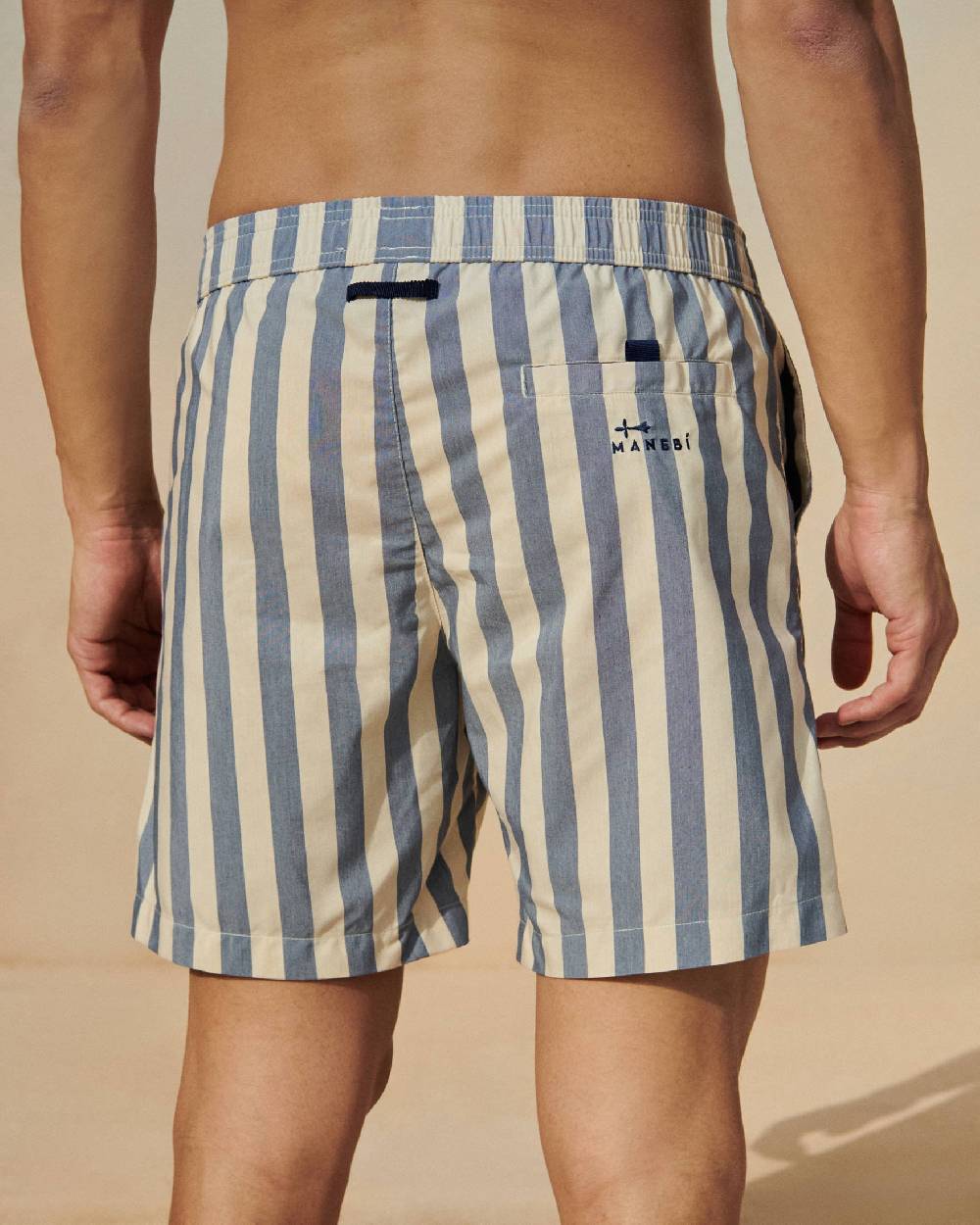 Manebí Printed Macro Stripes Swim Shorts - Navy Blue Macro Stripes Presa