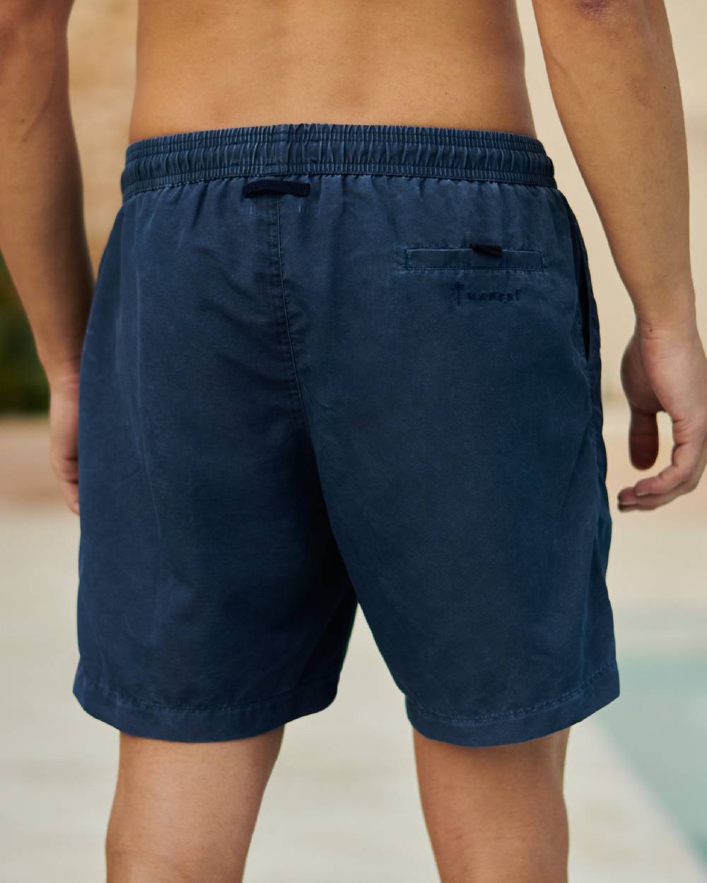 Manebí Solid Color Swim Shorts - Stone Washed Faded Navy Blue Economico