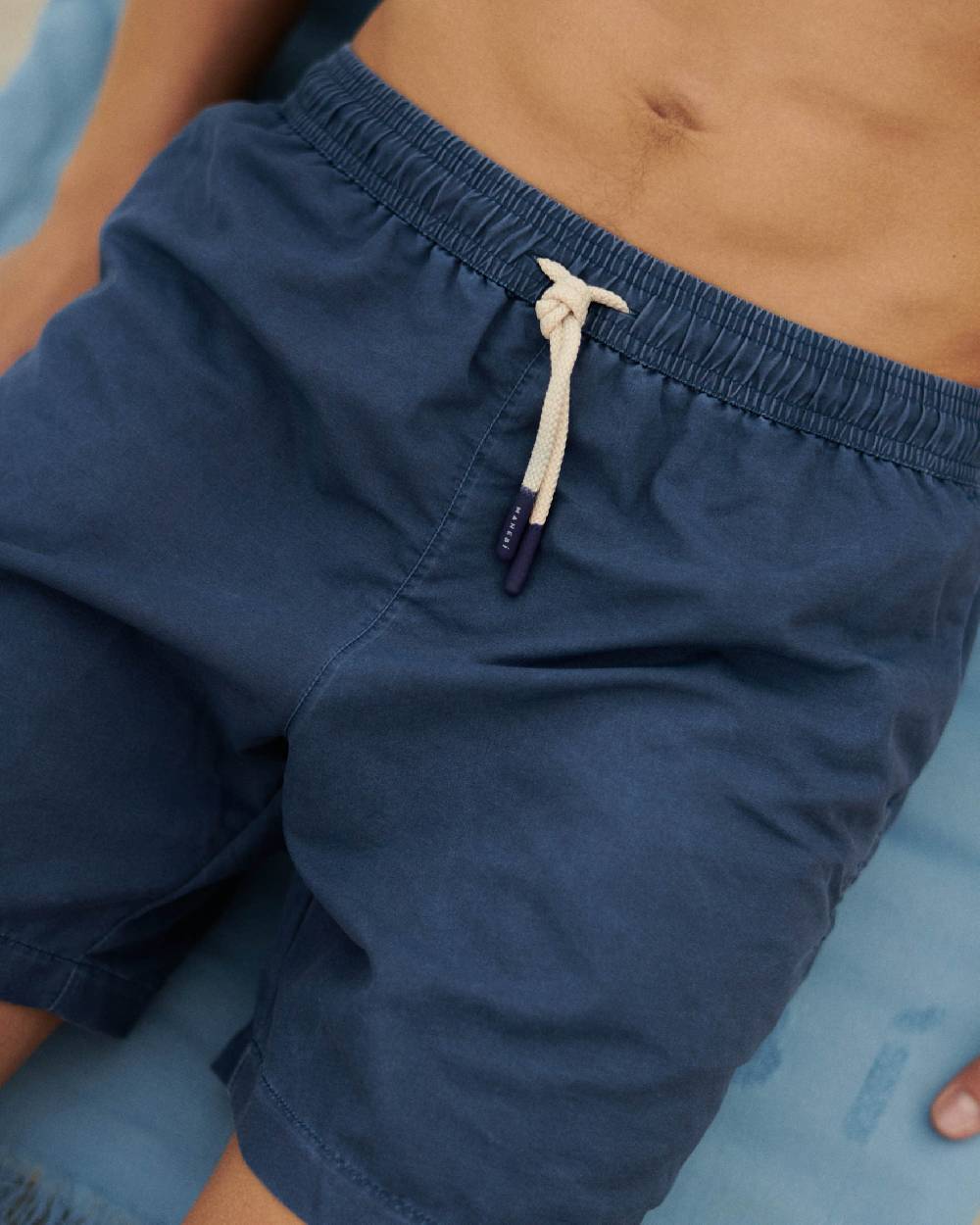 Manebí Solid Color Swim Shorts - Stone Washed Faded Navy Blue Economico