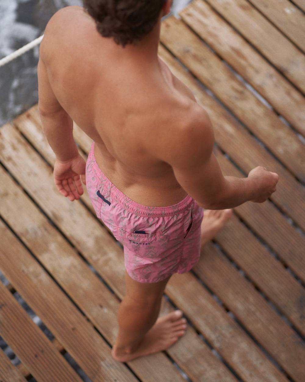 Manebí Printed Ikat With Palm Swim Shorts - Recycled Ultra Light Antique Rose Kaki Ikat W Palm I Più Venduti