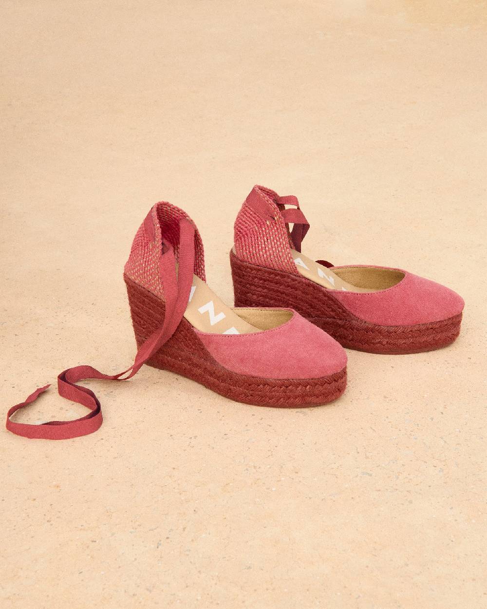 Manebí Soft Suede Wedge Espadrilles - Terracotta On Tone Moda