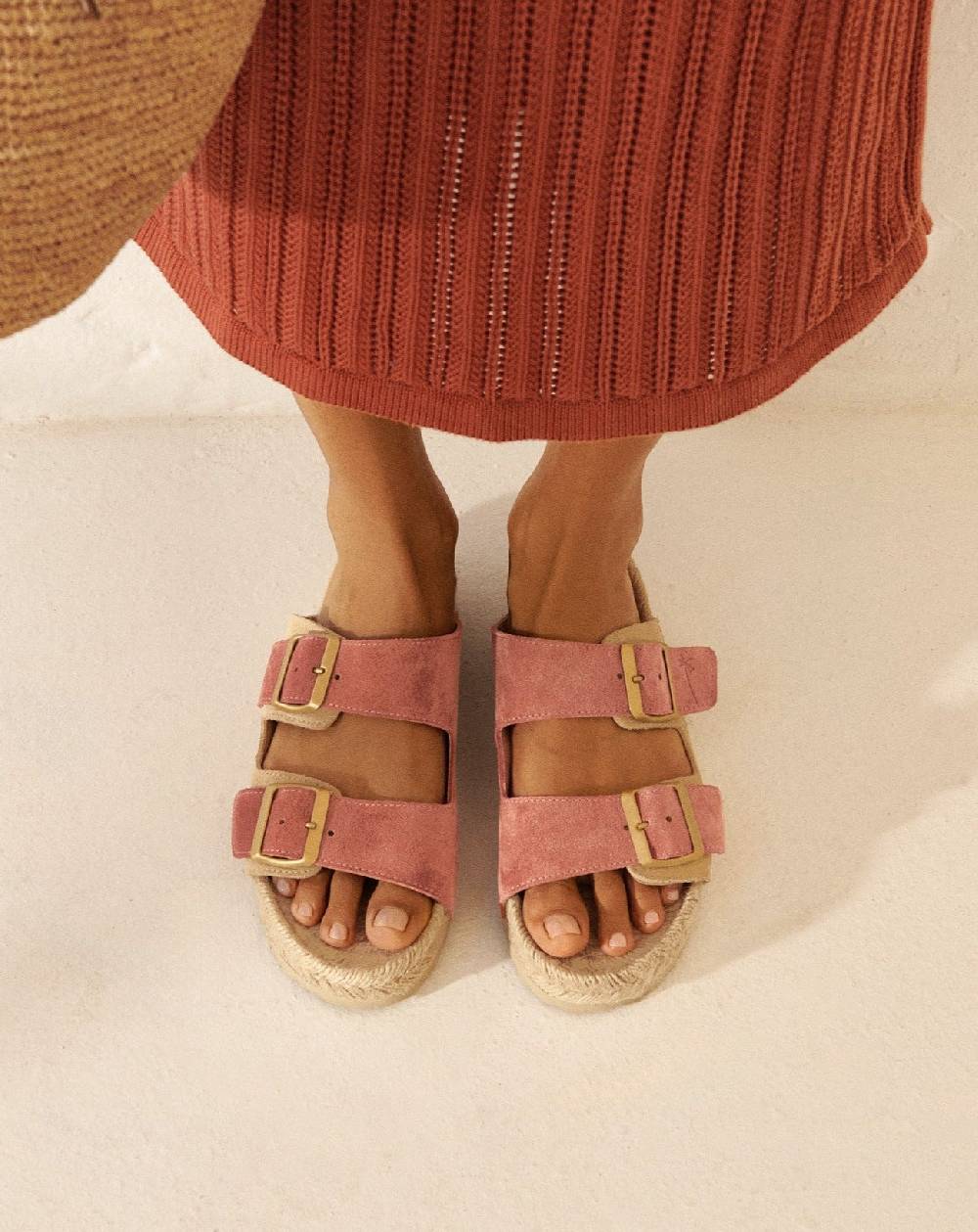 Manebí Suede Nordic Sandals - Terracotta \u0026 Champagne Beige Italia