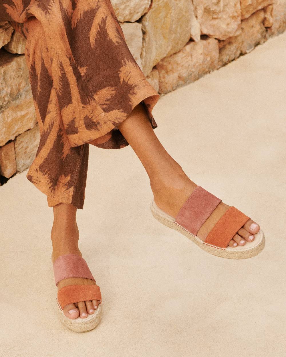 Manebí Suede Two Bands|Double Sole Sandals - Terracotta And Orange Rust 2025