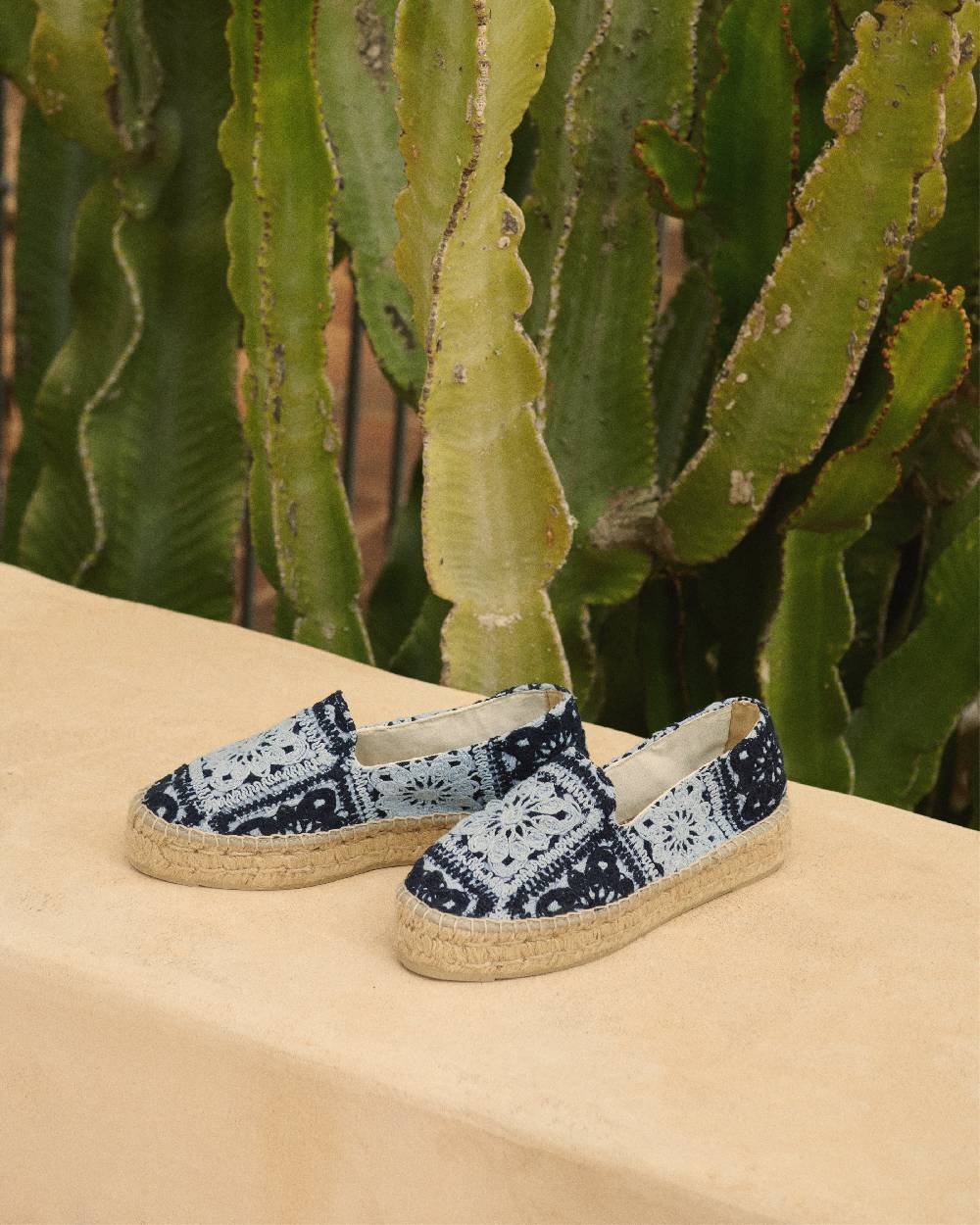 Manebí Cotton Crochet|Double Sole Espadrilles - Indigo \u0026 Navy Blue Spedizione Gratuita