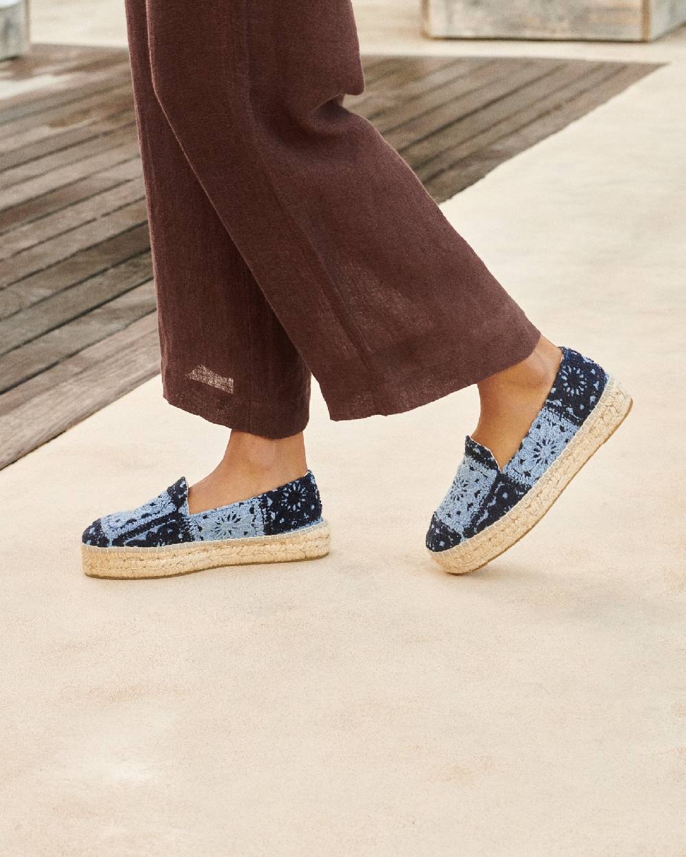 Manebí Cotton Crochet|Double Sole Espadrilles - Indigo \u0026 Navy Blue Spedizione Gratuita