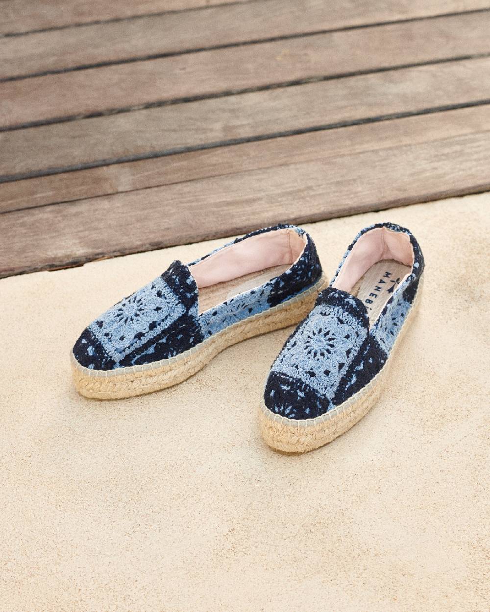 Manebí Cotton Crochet|Double Sole Espadrilles - Indigo \u0026 Navy Blue Spedizione Gratuita