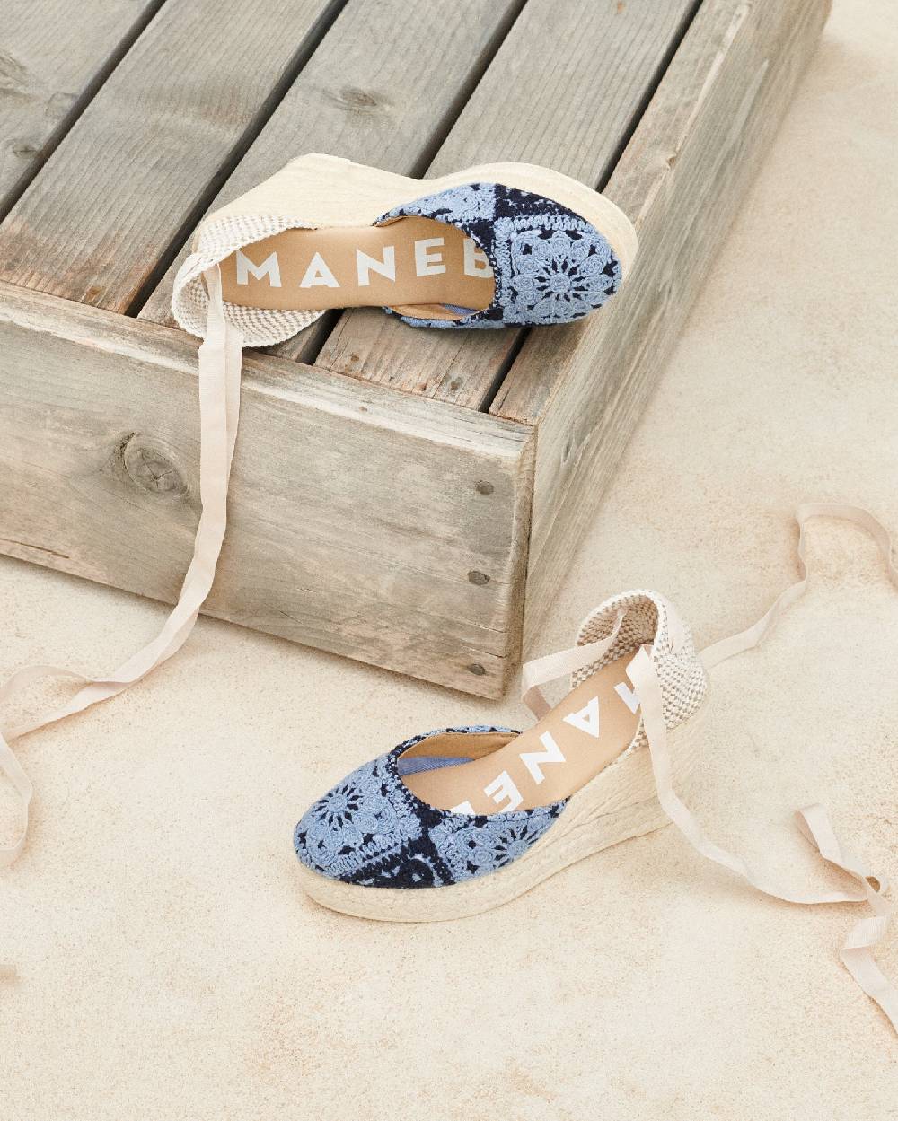 Manebí Cotton Crochet|Wedge Espadrilles - Indigo \u0026 Navy Blue Pezzi Unici
