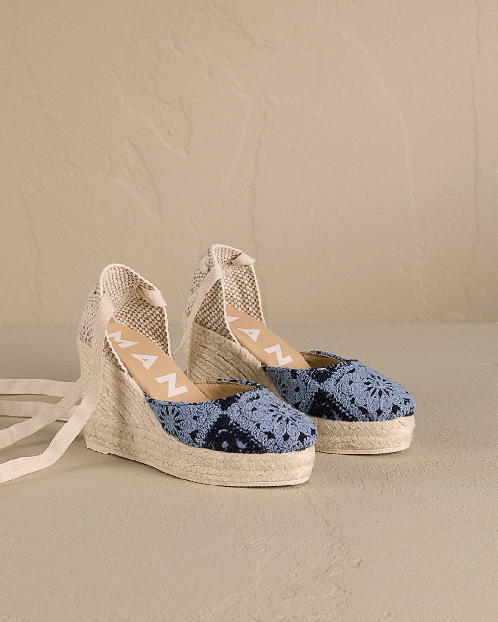 Manebí Cotton Crochet|Wedge Espadrilles - Indigo \u0026 Navy Blue Pezzi Unici