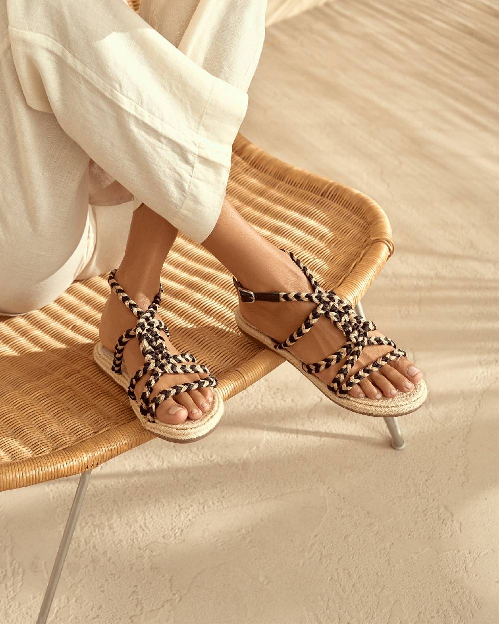 Manebí Jute Tie-Up Rope Sandals - Yucatán Natural Tie-Up Shopping Online
