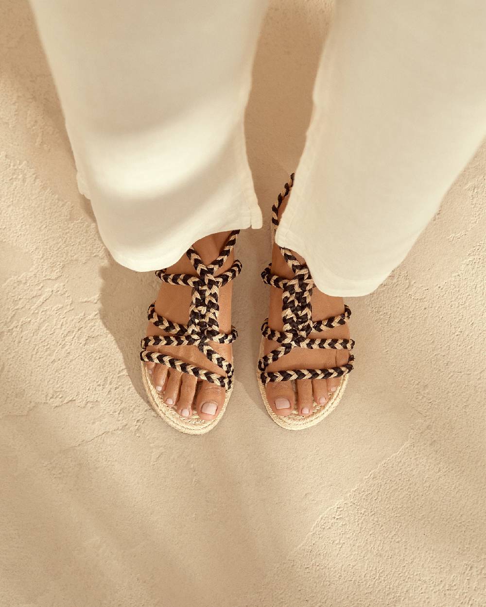Manebí Jute Tie-Up Rope Sandals - Yucatán Natural Tie-Up Shopping Online